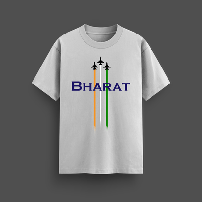 Bharat Oversized T-Shirt – Tricolor Fighter Jet Design | Unisex Cotton Tee - Mythic Wear