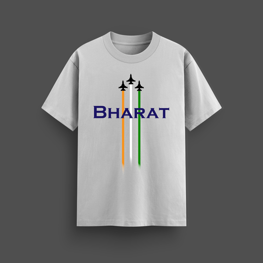 Bharat Oversized T-Shirt – Tricolor Fighter Jet Design | Unisex Cotton Tee - Mythic Wear