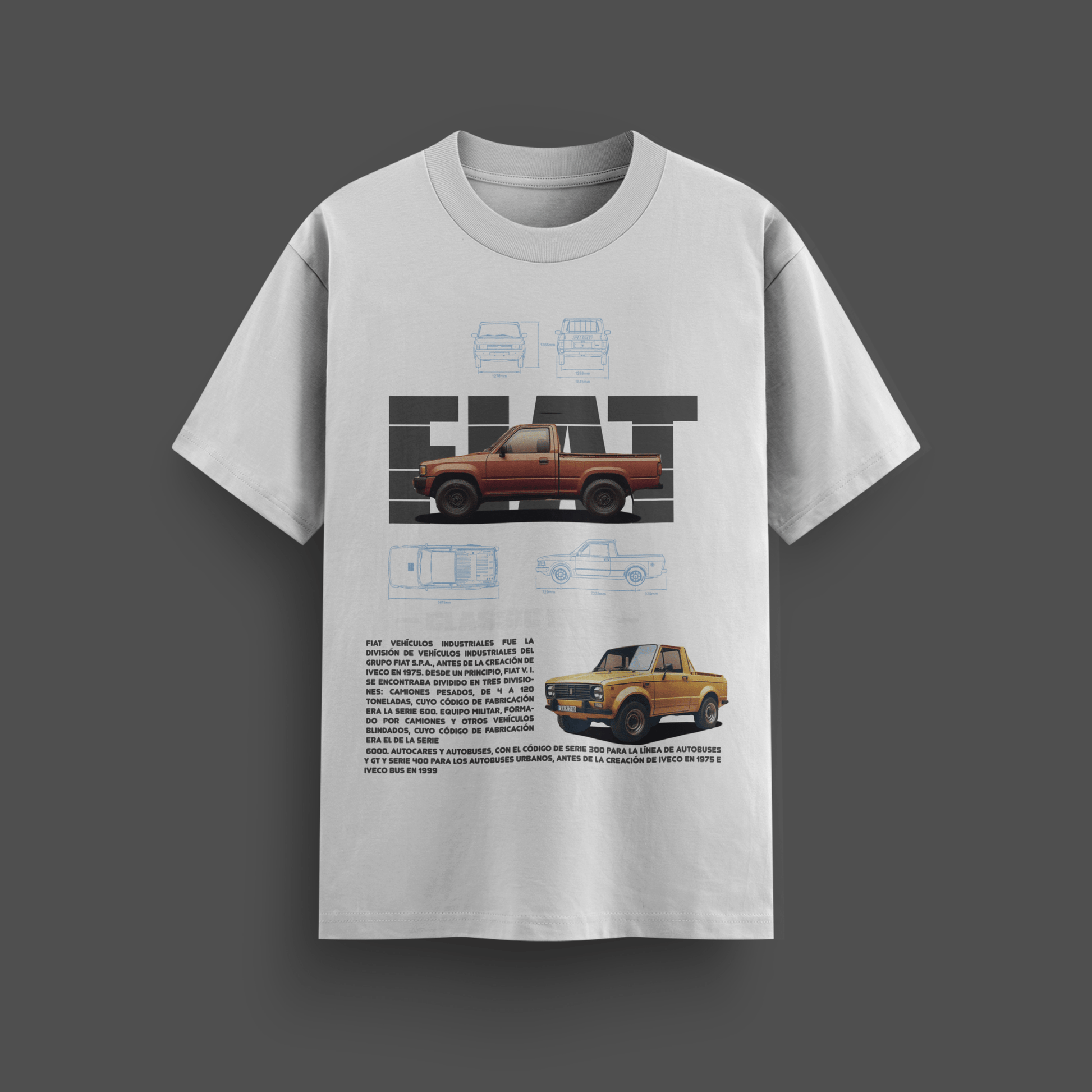 Classic 1980 Fiat T-Shirt | Car designed Oversized | Urban Streetwear - Mythic Wear