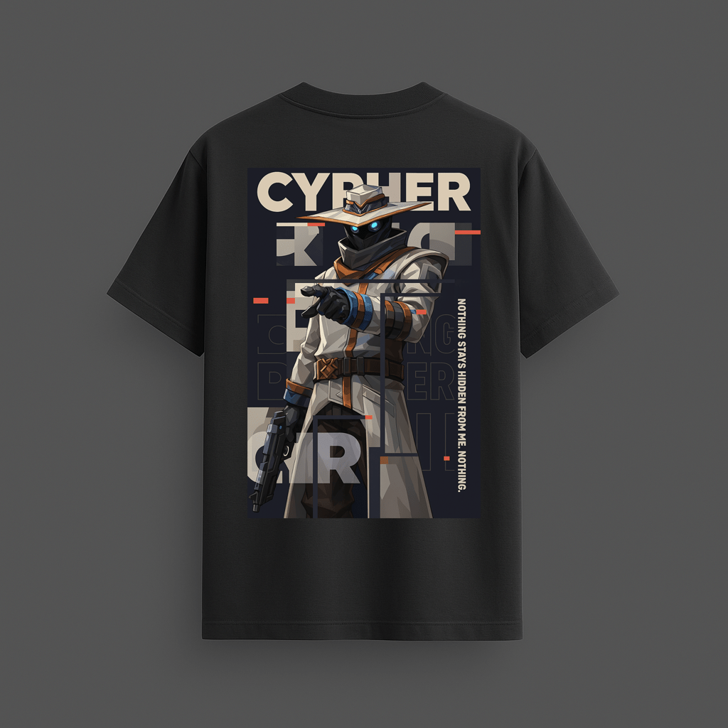 Cypher Valorant T-shirt - Oversized Terry Shirt - Mythic Wear
