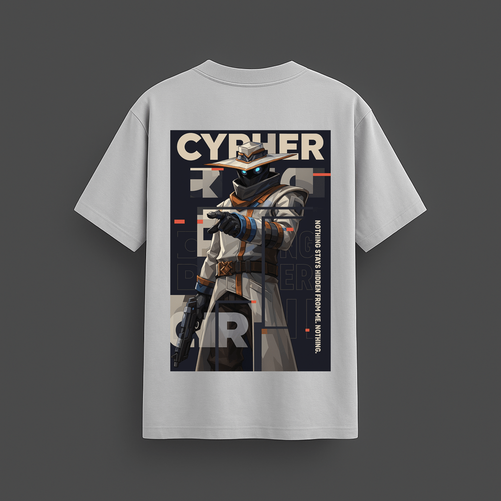 Cypher Valorant T-shirt - Oversized Terry Shirt - Mythic Wear